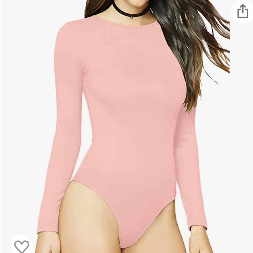 NWT Women's Round Collar Long Sleeve Elastic Bodysuit Jumpsuit